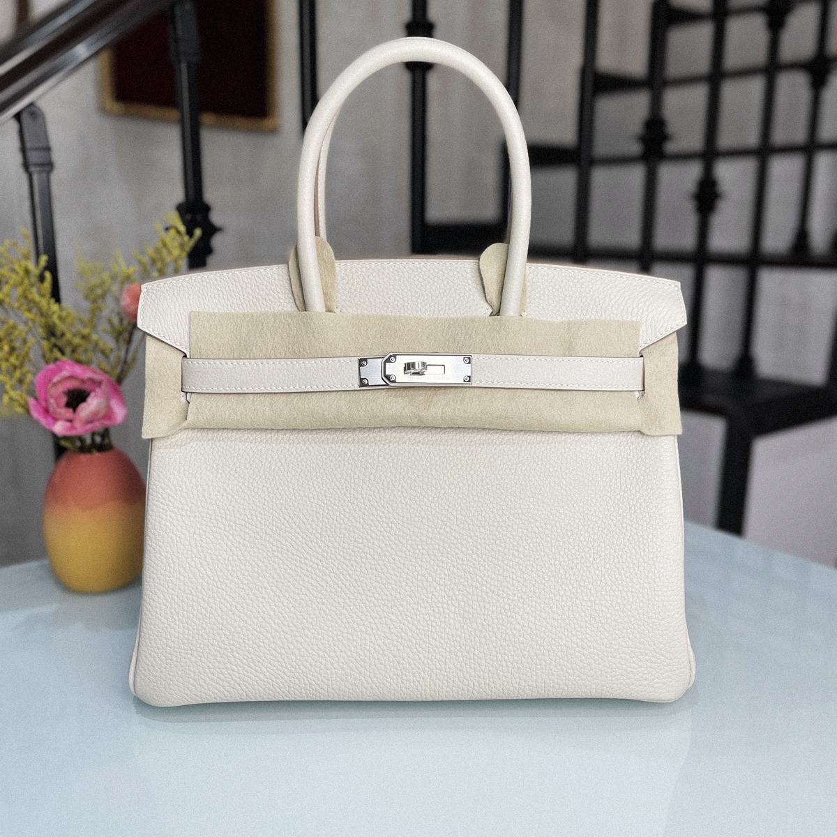 BIRKIN30 CK10 TOGO leather shake with silver buckle