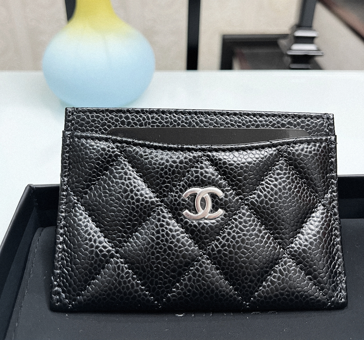 Chanel CF Black Silver Card Bag